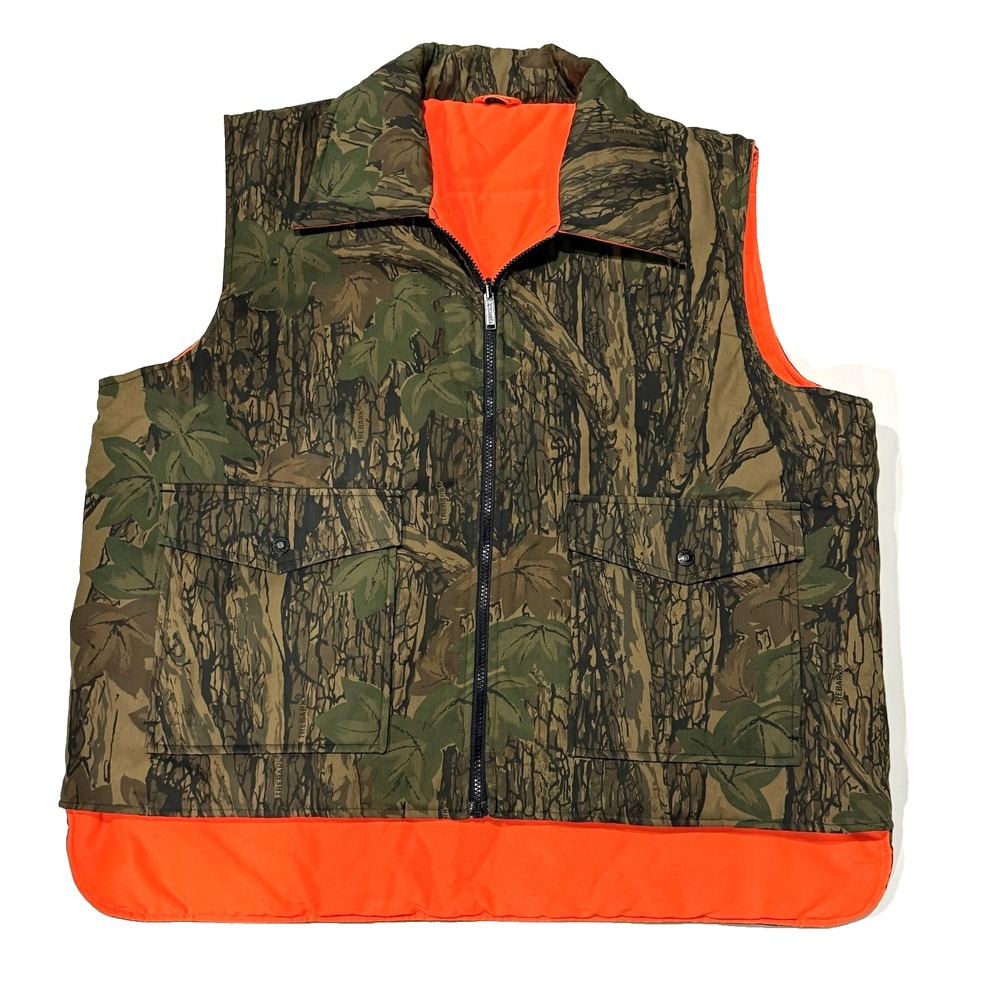 Winchester Reversible Trebark Tree Camo Vest Jacket Men XL Blaze Orange Hunting